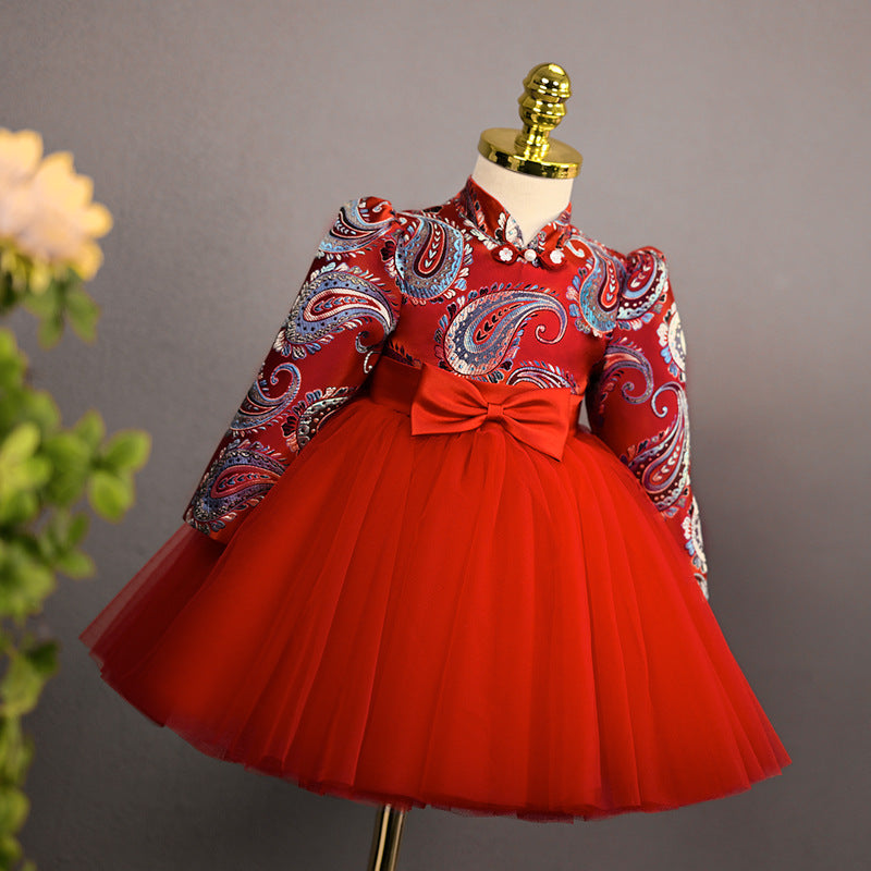 new years dress long sleeve Girls Long Sleeve Birthday Dress Baby Girl New Year Princess Dress