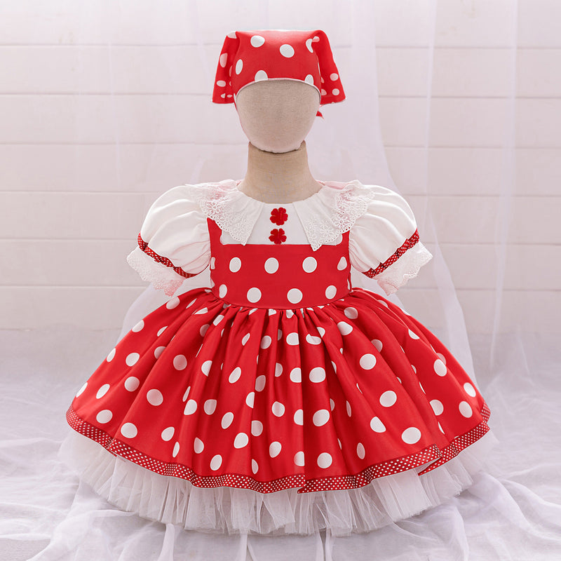 Girls Puff Sleeve Party Dress Children's Birthday Dress