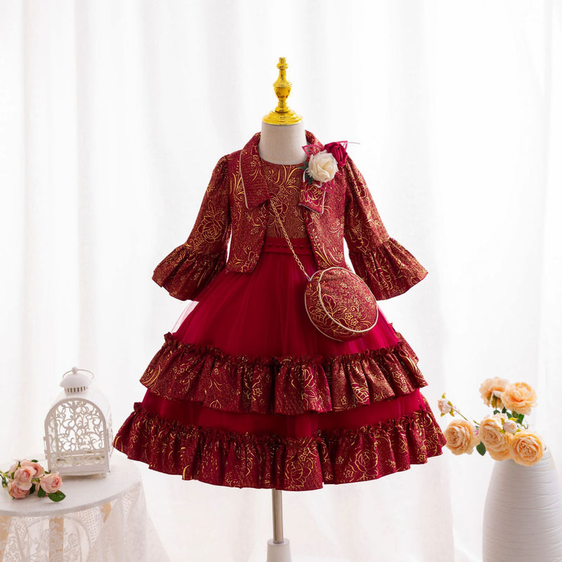 Cute Children's Communion Dress Girls Birthday Princess Dress Three-piece Set