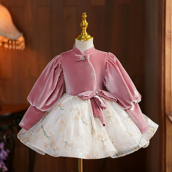 Cute Baby Girl Christmas Puffy Dress Toddler Birthday Long Sleeves Princess Dress