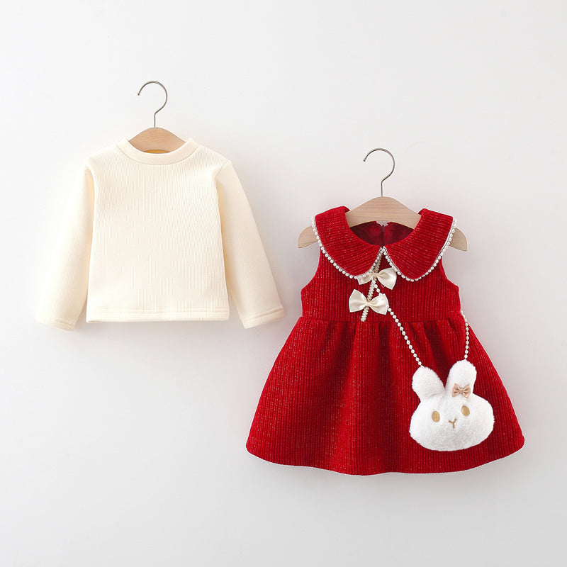 Girls Christmas Dresses Baby Girls Winter Rabbit Dresses