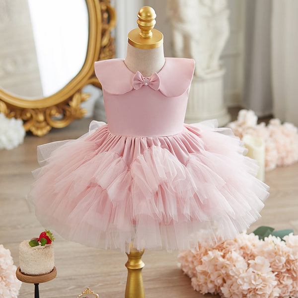 Baby Girl Birthday Pink Dress Girl Party Princess Dress Flower Girl Puffy Dress