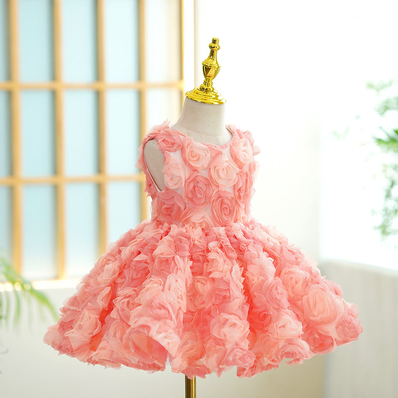 Baby Girl Birthday Pageant Dress Floral Fluffy Princess Dress