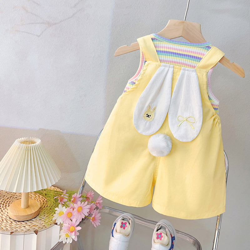 Summer New Baby Girl Cute Overalls Two Piece Set