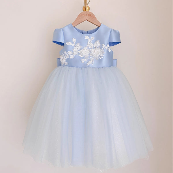 Girls Birthday Sequin Dress Children Party Bow Princess Dress