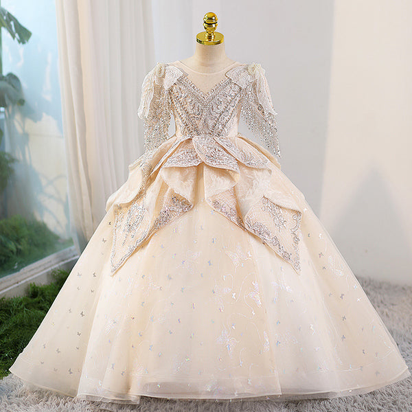 champagne princess wedding dress Non-Traditional Wedding Dresses Champagne Tulle With Ivory Lace Lisposa