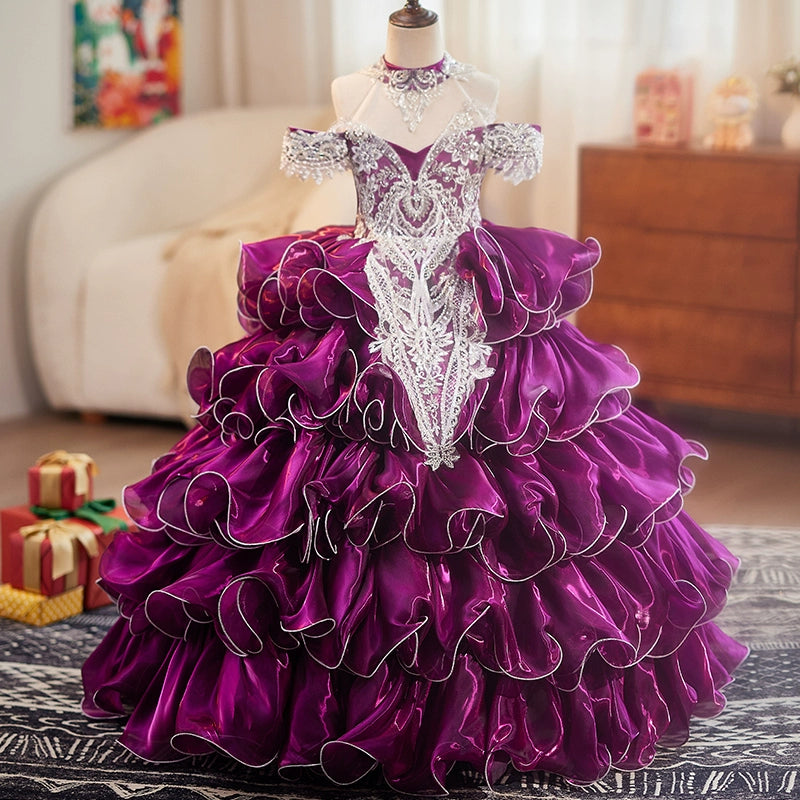 Purple Girls Dress Performance Costume Christmas Dress marryshe Purple Girls Dress Performance Costume Christmas Dress marryshe