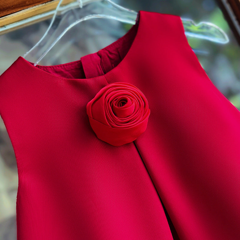 Baby Girl Red Birthday Princess Dress Flower Girl Wedding Dress