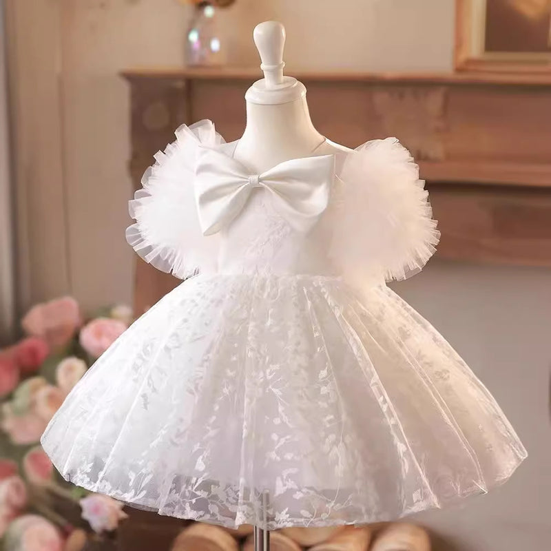 tulle dress infant Embroidered Floral Special Occasion, First Birthday Baby Romper, Cake Smash Outfit Girl They are perfect for any special occasions such as wedding Elegant Baby White Bow Flying
