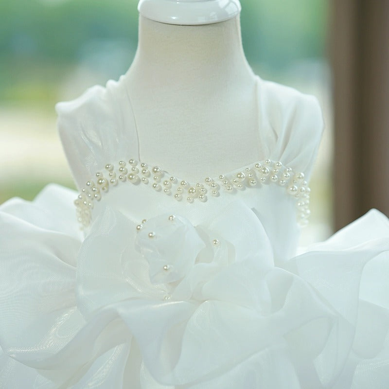 White Girls Puffy Dress Girls Birthday Party Princess Dress
