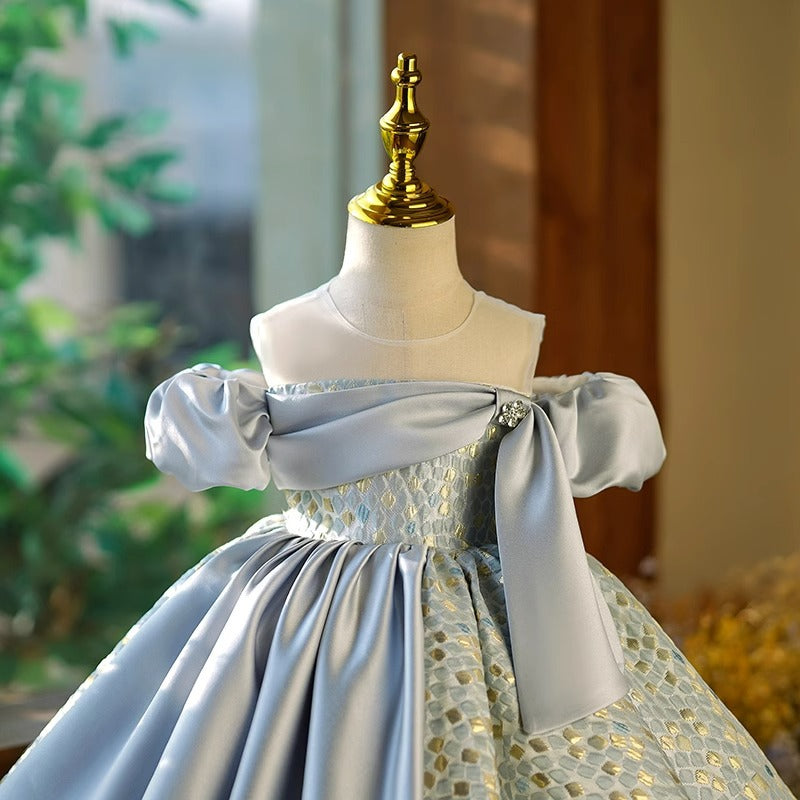 Flower Girl Dress Little Girl Shoulder Cutout Dress Pageant Wedding Princess Dress