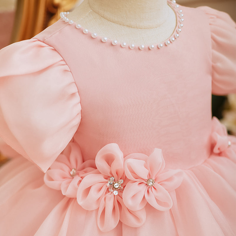 Flower Girl Dress Toddler Pageant Pink Formal Birthday Fluffy Princess Dress