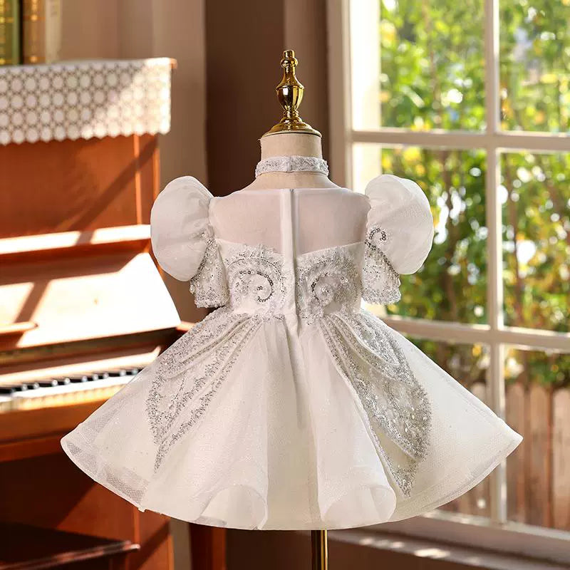 Girls White Birthday Princess Dress Flower Girl Wedding Dress