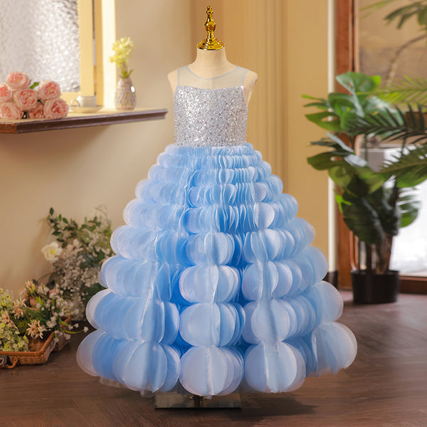 Elegant Baby Girl and Toddler Birthday Prom Dress Puffy Princess Dress