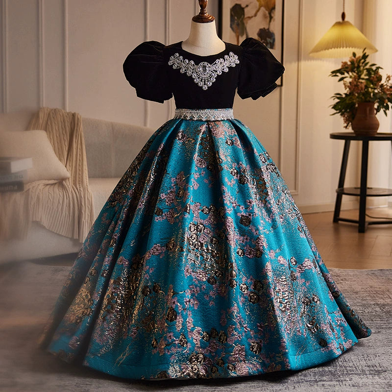 Cute Baby Girl Embroidery Party Dress Toddler Beauty Pageant Princess Dress, Blue / 4-5 Years (120cm) Cute Baby Girl Embroidery Party Dress Toddler Beauty Pageant Princess Dress, Blue / 4-5 Years (120cm)