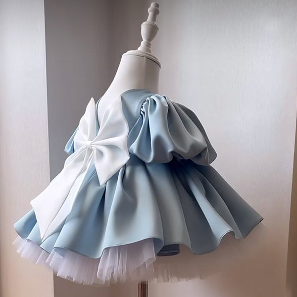 Blue Baby Girl Birthday Dress Children's Fluffy Princess Dress