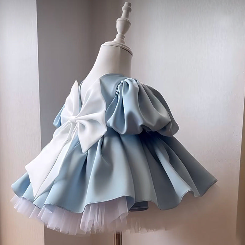Blue Baby Girl Birthday Dress Children's Fluffy Princess Dress