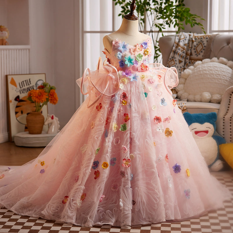 Pink Girls Dress Children's Prom Dress Flower Girl Wedding Dress