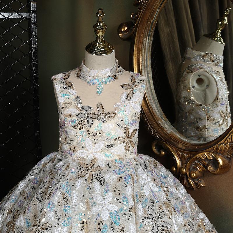 Baby Cute Girl Sequins Pageant Dress Toddler Birthday Party Ball Gown