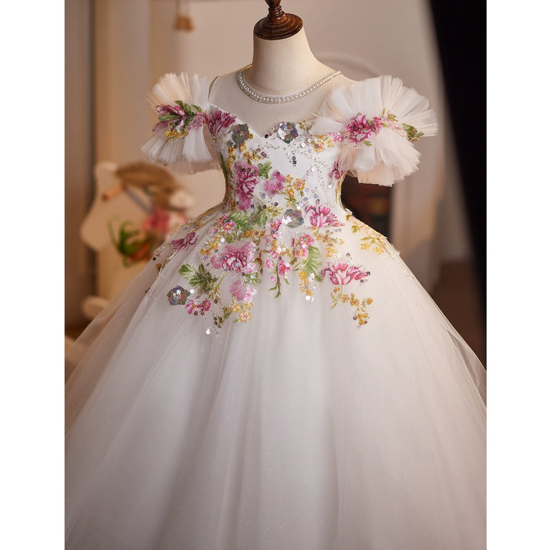 Girls Birthday Party Dress Children's Beauty Pageant Dress Flower Girl Princess Dress