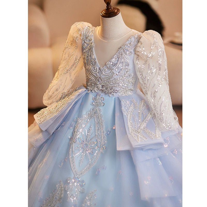 Girls Birthday Princess Dress Flower Girl Wedding Dress Trailing Dress