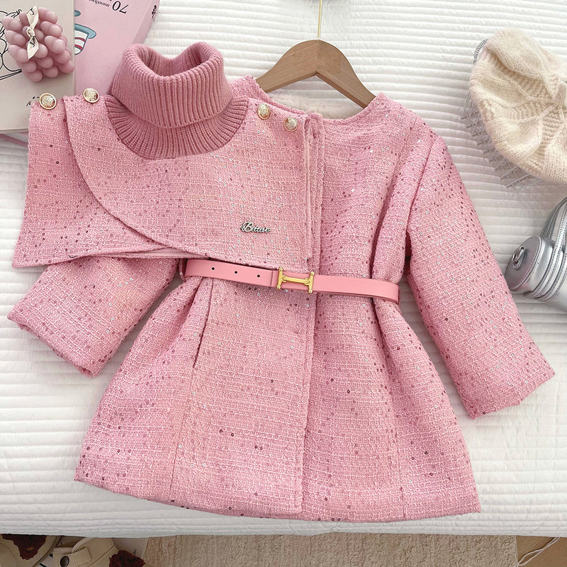 Girls New Winter Warm Round Neck Coat