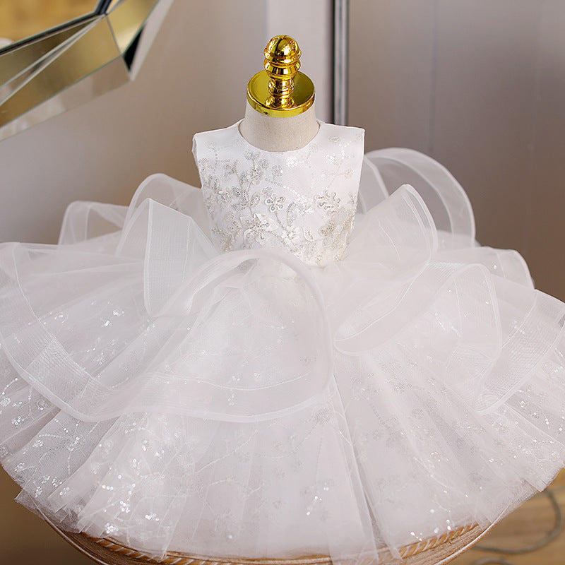 Baby Girl Sequin Pattern Shiny Pageant Princess Dress