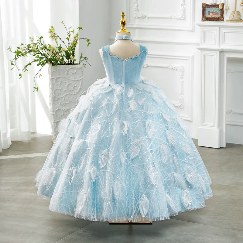 Girls Birthday Dress Children Blue Ball Princess Dress Girls Birthday Dress Children Blue Ball Princess Dress