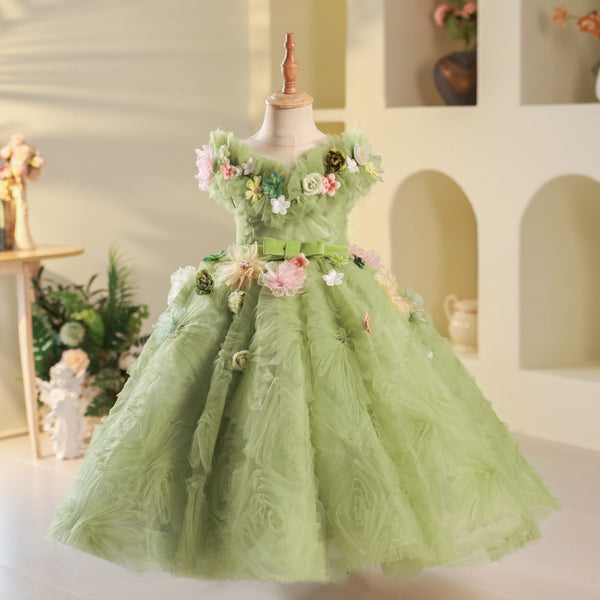Cute Baby Girl Puffy Beauty Pageant Dress Toddler Birthday Princess Dress