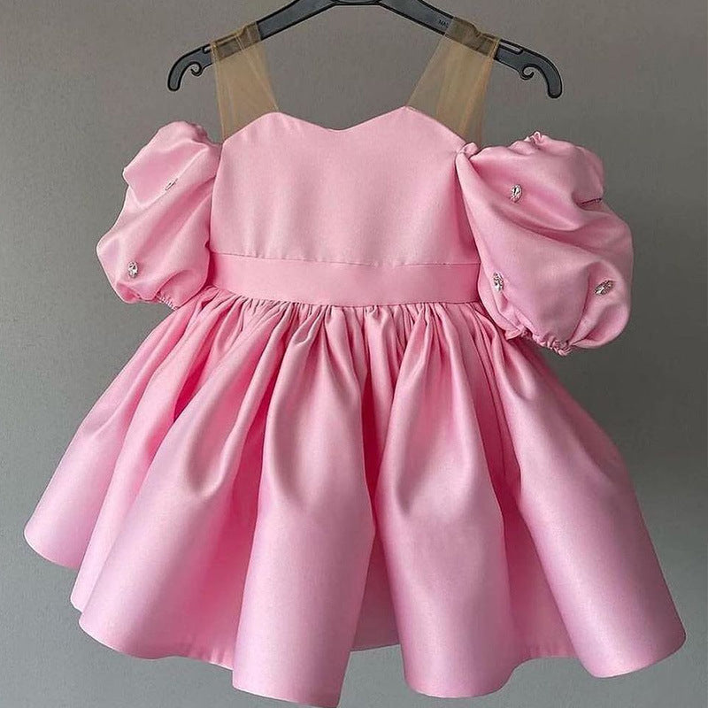 pink princess baptism dresses Pink Girl Christening Dresses Flower Girl Dresses marryshe