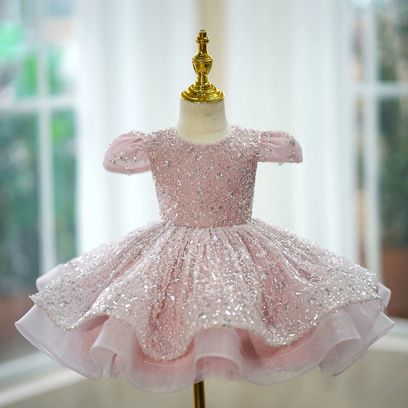 3-6 months formal baby dresses PARK BEBE Girls' formal dress with ruffled skirt and bag accessory, 2-piece