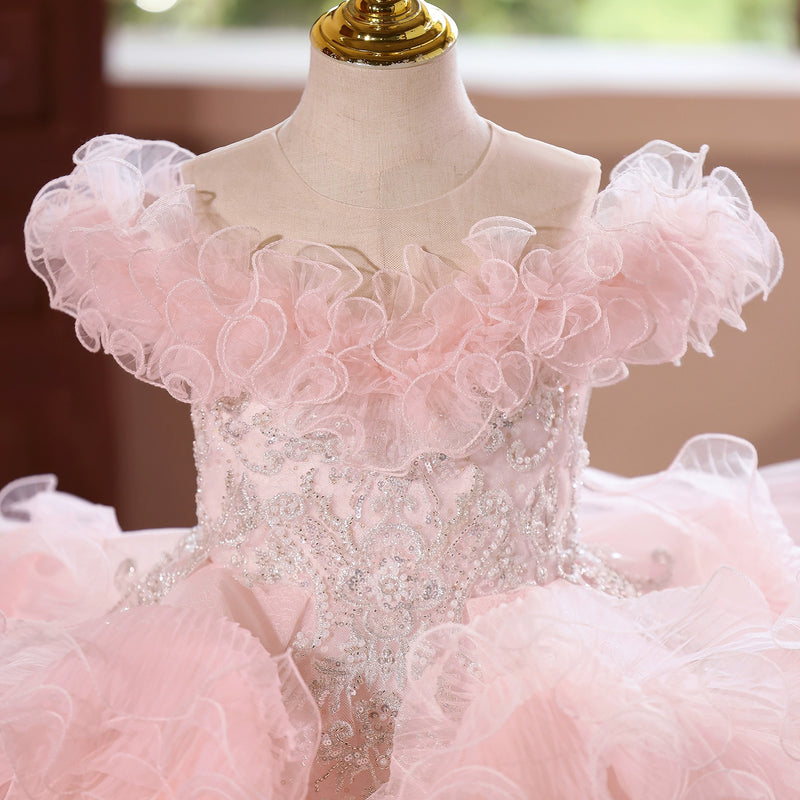Children's Ball Gowns Girls Birthday Pink Princess Dress Girls Party Dress