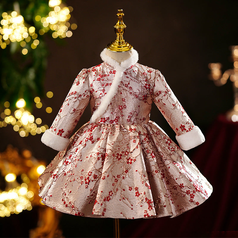 Winter Cute Baby Girl Puffy Long Sleeve Christmas Dress Toddler Birth marryshe Winter Cute Baby Girl Puffy Long Sleeve Christmas Dress Toddler Birth marryshe