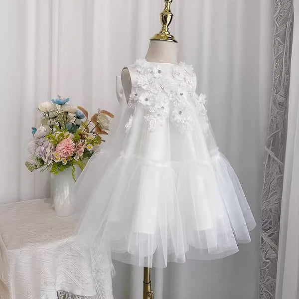 Cute Baby Girls Baptism Dress Toddler Embroidery Birthday Princess Dress