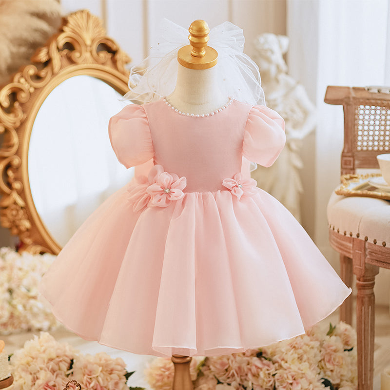 Flower Girl Dress Toddler Pageant Pink Formal Birthday Fluffy Princess Dress