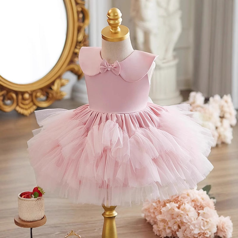 Baby Girl Birthday Pink Dress Girl Party Princess Dress Flower Girl Puffy Dress