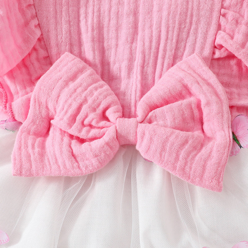 Baby Cute Sleeveless Dress Girls Pink Bow Dress