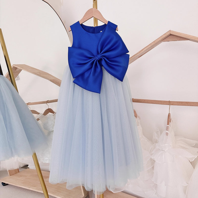 Children's Birthday Sleeveless Dress Girls Mesh Puffy Dress