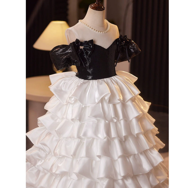 Girls Birthday Dress Girls Black Sequin Princess Dress Children's Prom Dress