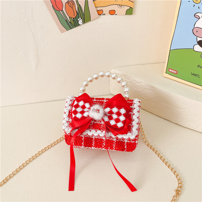 Cute Christmas Girls Pearl Handbag Girls Chain Coin Purse