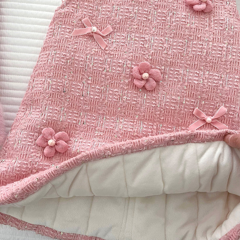 Girls New Winter Coat Vest Dress Two-piece Set