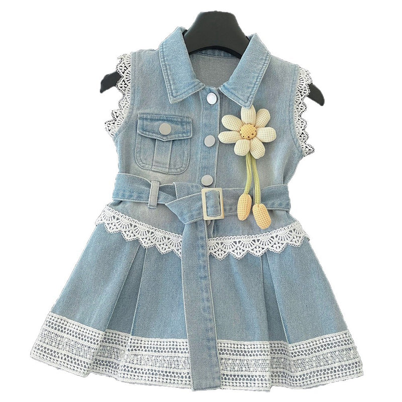 Summer New Girls Sleeveless Denim Vest Dress