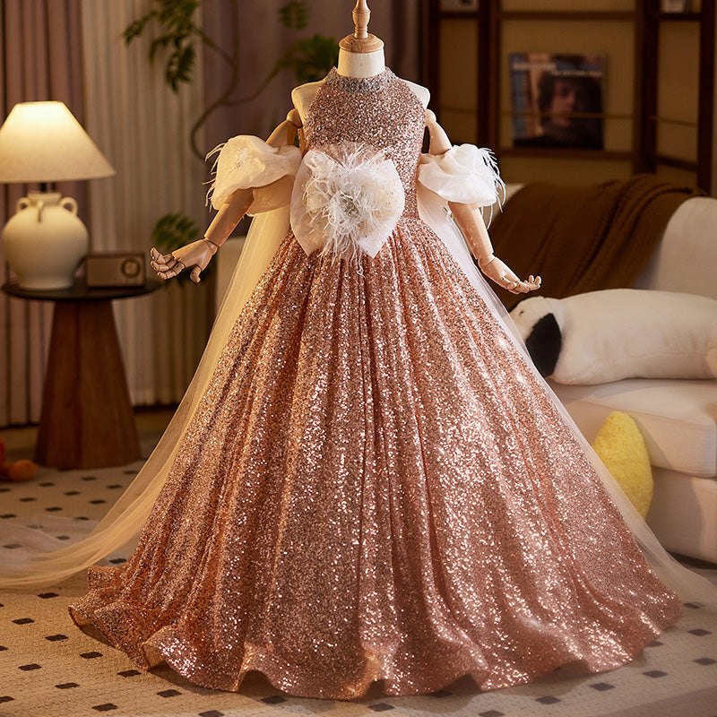 Girls Gold Birthday Dress Girls Beauty Pageant Sequin Princess Dress marryshe Girls Gold Birthday Dress Girls Beauty Pageant Sequin Princess Dress marryshe