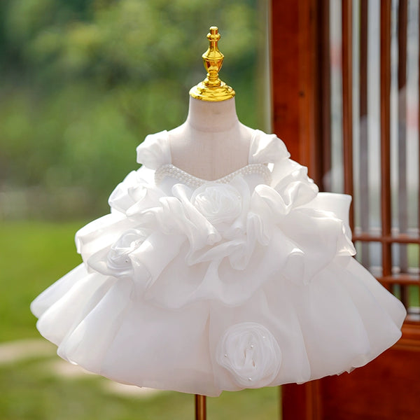 Cute Baby Girl Fluffy Beauty Pageant Dress Toddler Birthday Party Ball Gown