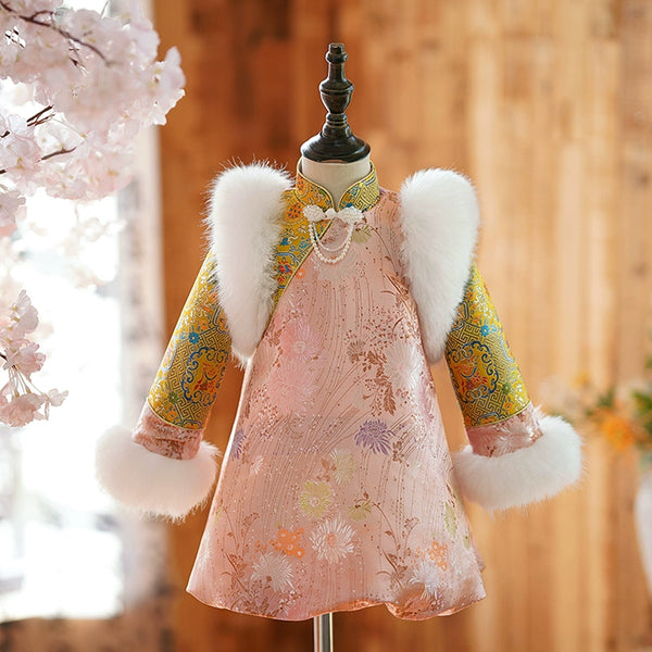 Girls Winter Embroidery  Winter Puffy Dress Toddler Birthday Christmas Princess Dress