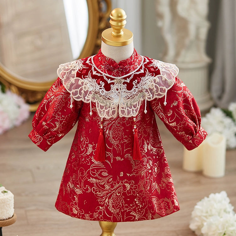 Girls Christmas Dress Girls Red Birthday Cheongsam Baby Princess Dress