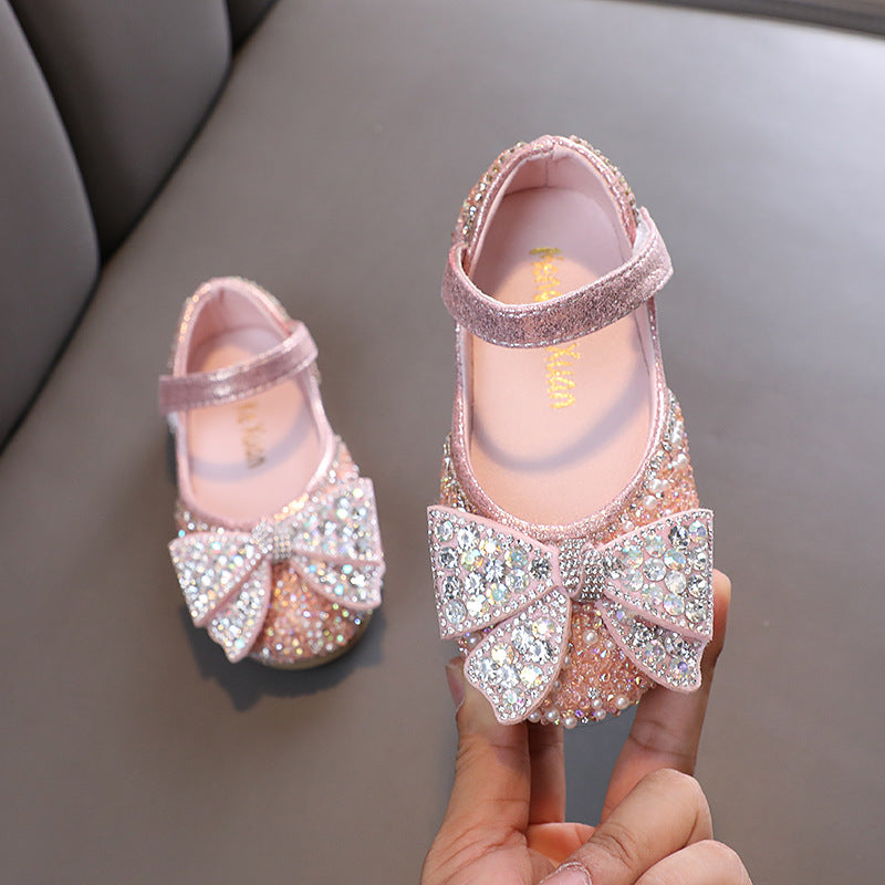 Baby Girls Sequins Bow-knot Birthday Princess Dress Shoes