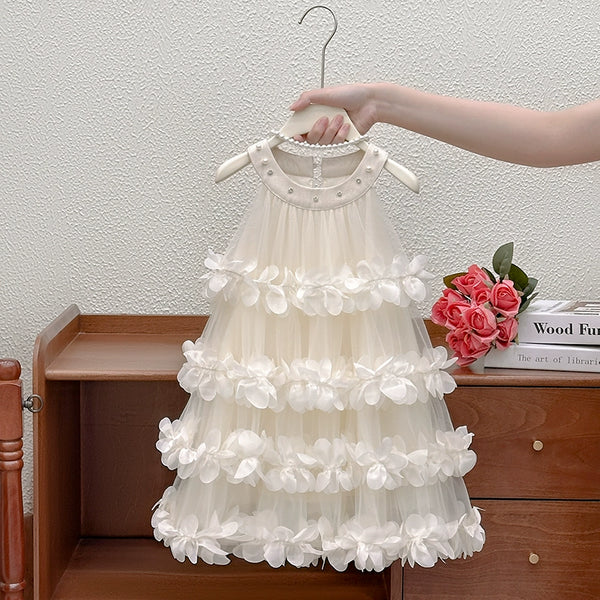 Girls Birthday Suspender Dress Children Party Puffy Dress