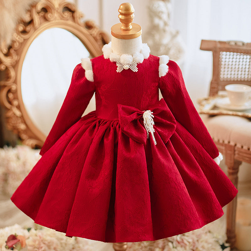 Girls Christmas Beauty Pageant Dress Toddler Embroidery Party Princess Dress