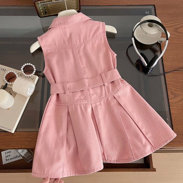 Girls Summer Sleeveless Vest Soft Denim Princess Dress